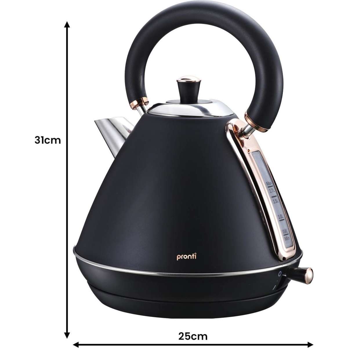 Pronti Rose Trim Collection Toaster & Kettle Bundle Black Woolworths