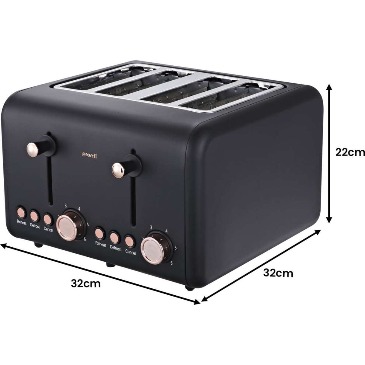 Pronti Rose Trim Collection Toaster & Kettle Bundle Black Woolworths