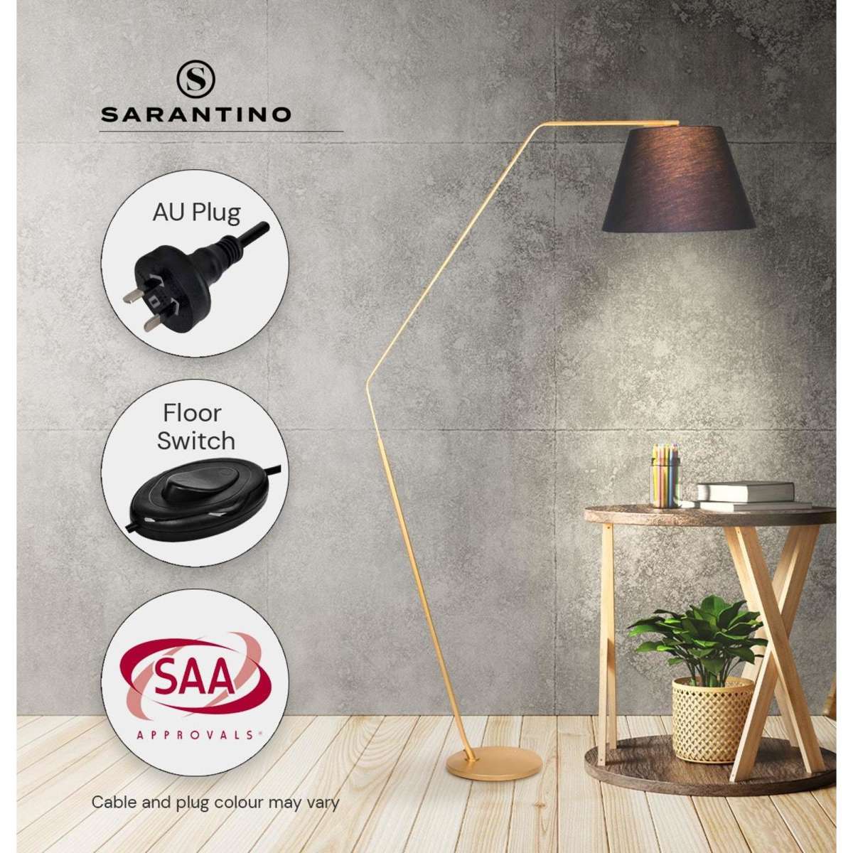 Sarantino Arc Floor Lamp with Empire Shade Woolworths