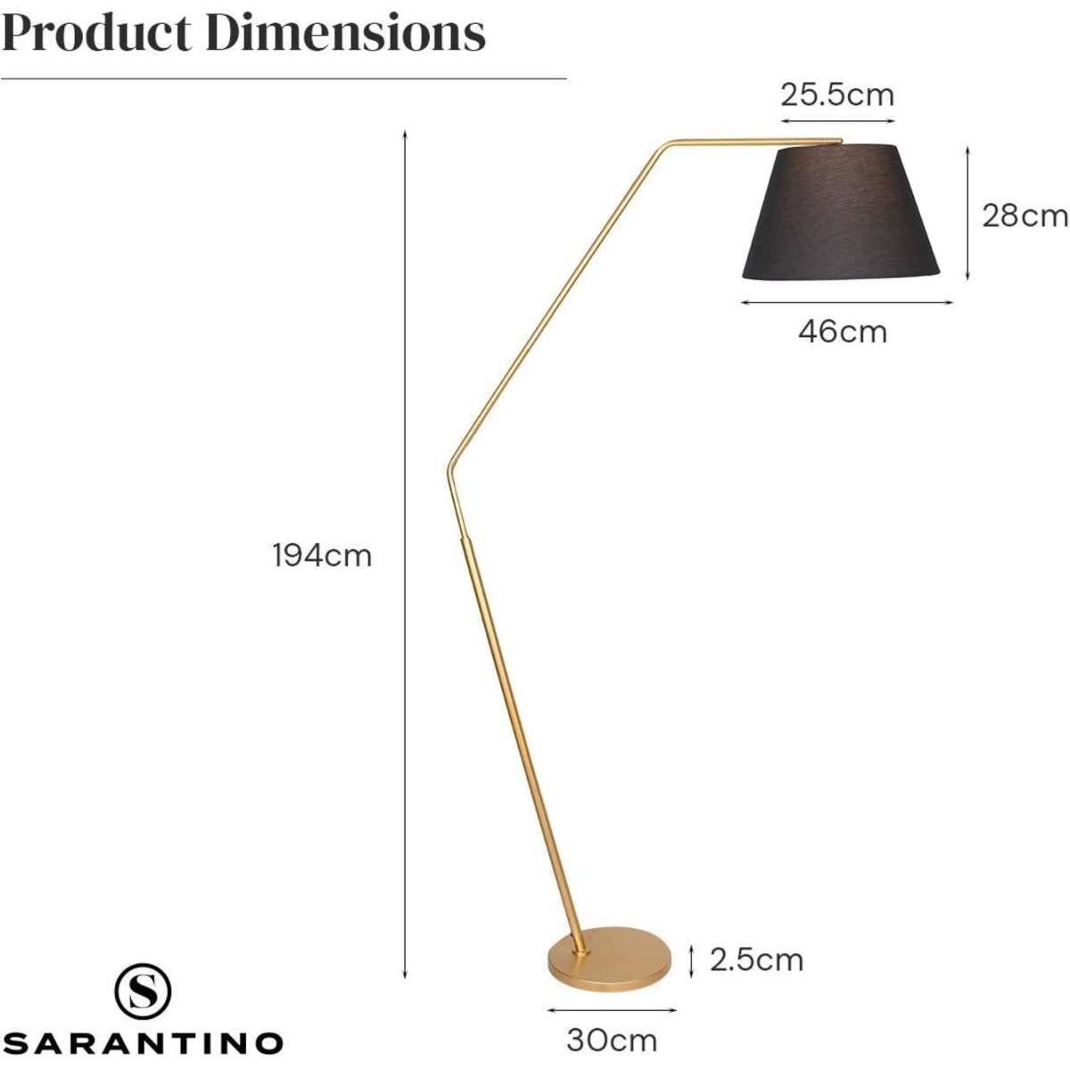 Sarantino Arc Floor Lamp with Empire Shade Woolworths