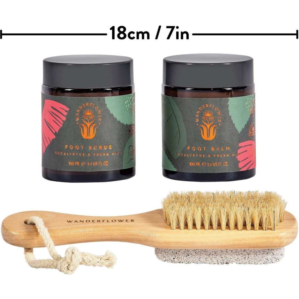 Wanderflower Foot Therapy Set With Foot Scrub Lotion And Wooden Brush