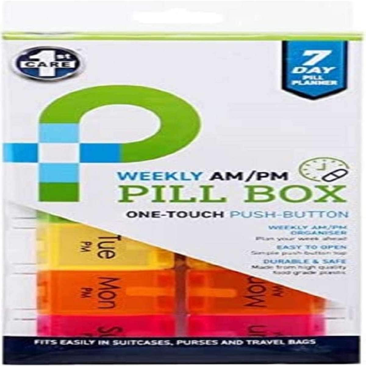 1st Care Pill Organiser 7 Day Double Row AM/PM Snap Lock Compartments Woolworths