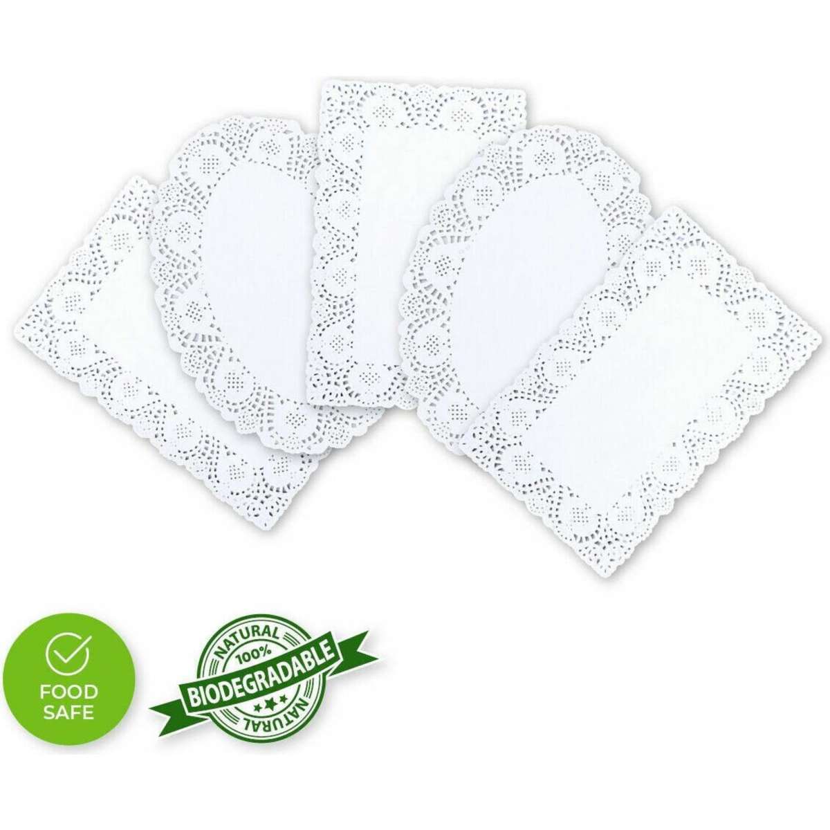Home Master 5PK 240PCE Doilies Paper Oval Rectangle Lace Elegant