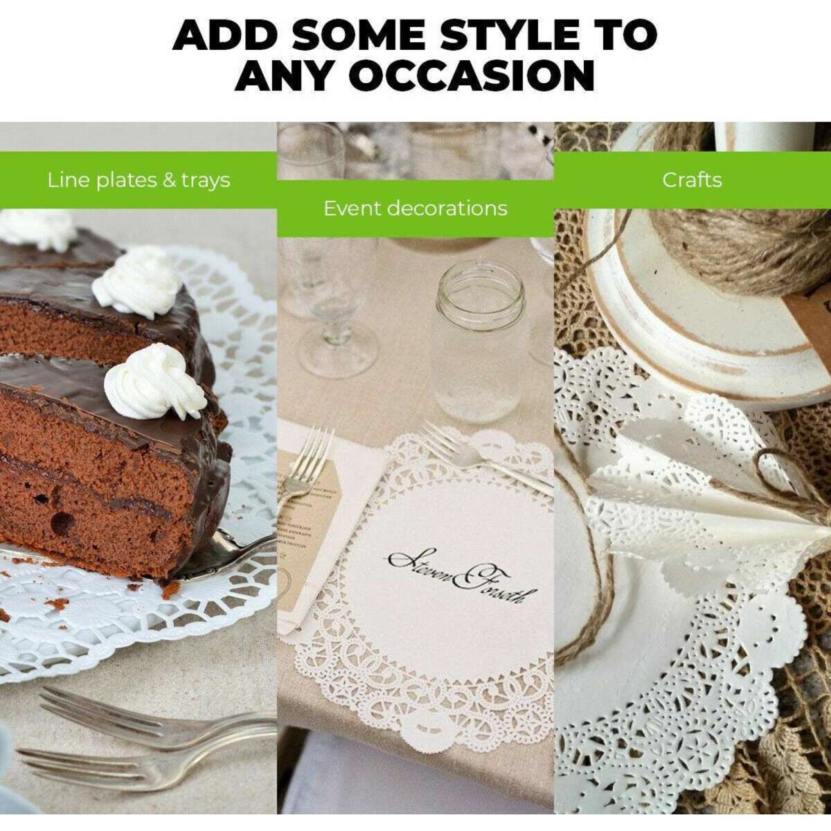 Home Master 5PK 240PCE Doilies Paper Oval Rectangle Lace Elegant