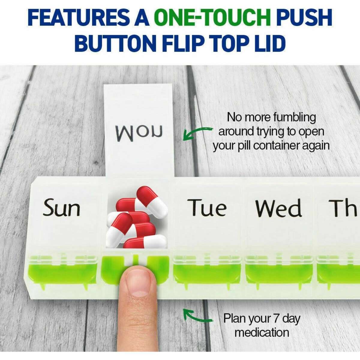 1st Care 2PK Pill Planner 7 Day Weekly Planner Large Snap Lock Compartments Woolworths