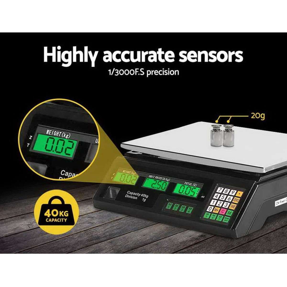 Emajin Scales Digital Accurate 40KG Weighing Kitchen Scales Platform Scales LCD Black Woolworths