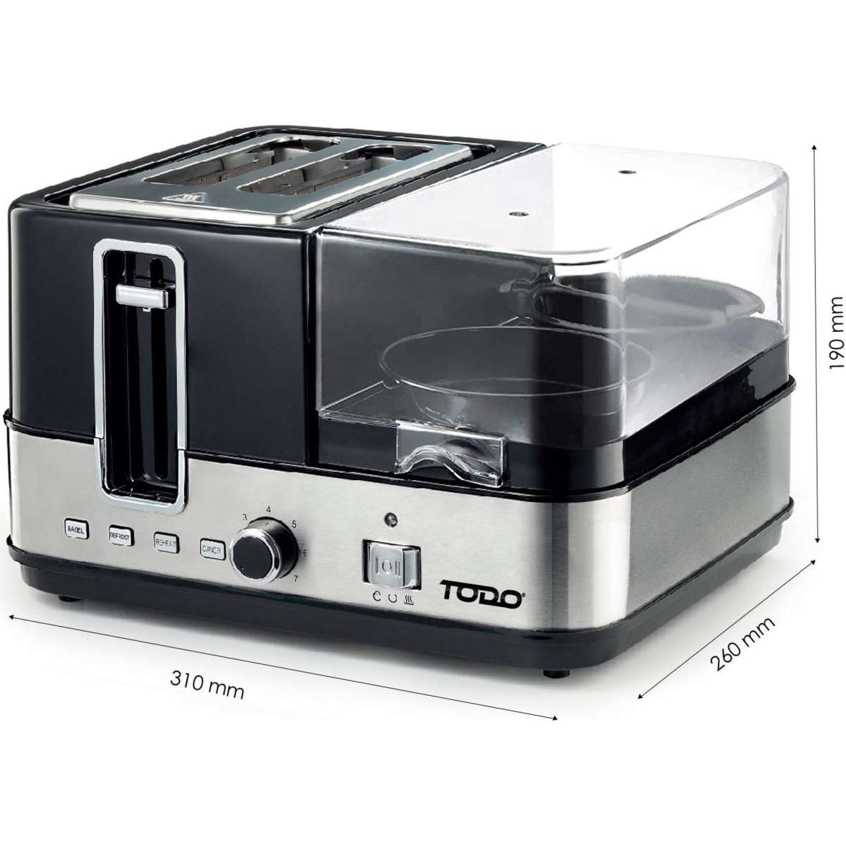 TODO 1400W Breakfast Master Toaster Egg Cooker Poacher Bacon Fryer