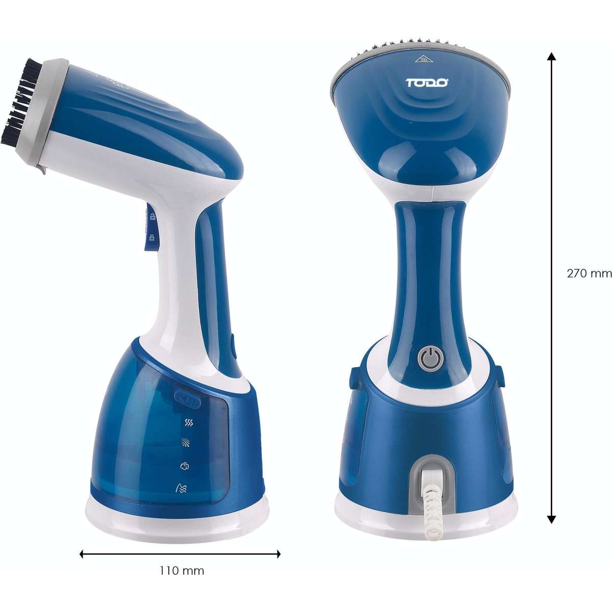 TODO 1700W Power Garment Steamer Handheld Steam Brush Iron Blue