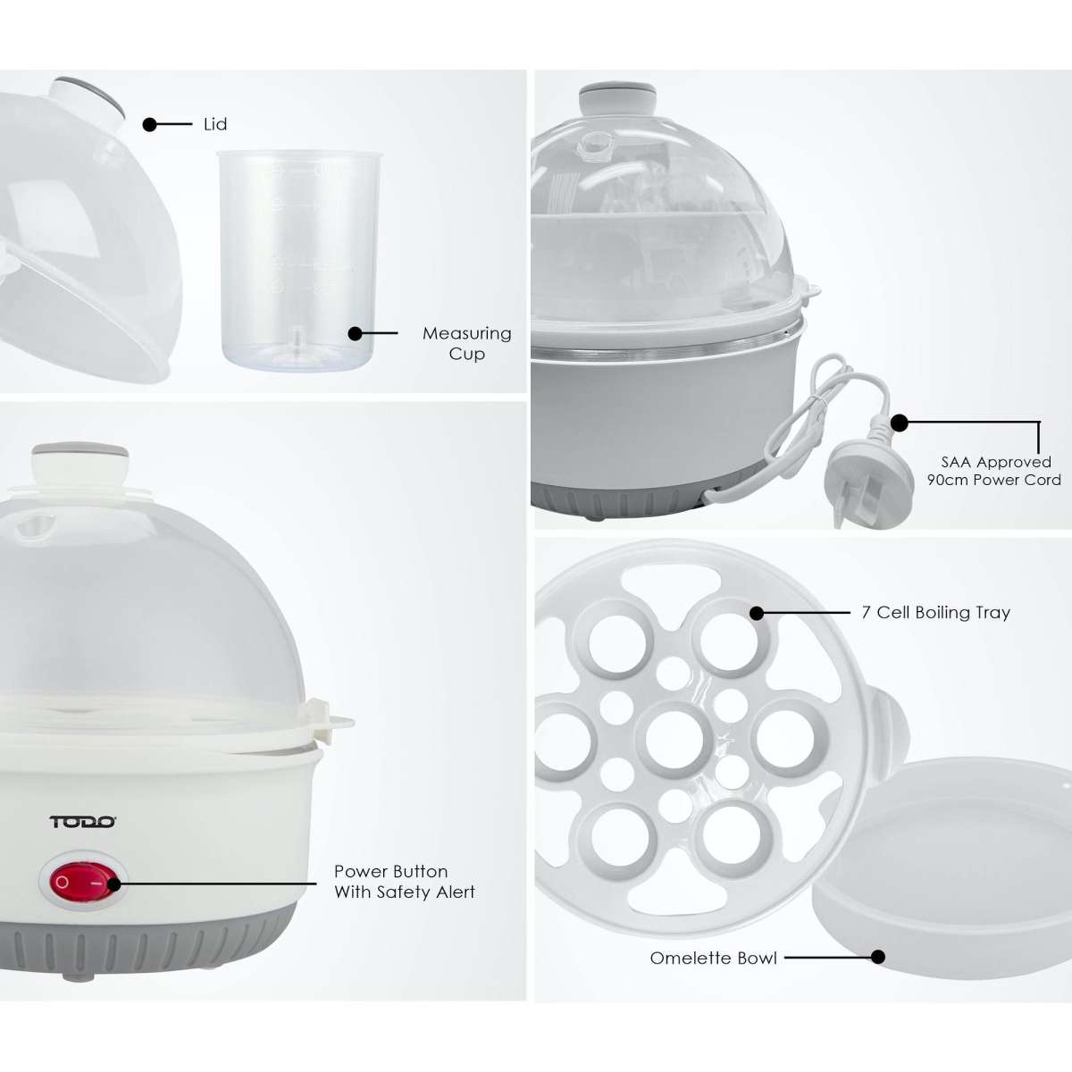 TODO 350W Egg Cooker Omelet Omelette 7 Cell Tray Electric Egg Maker