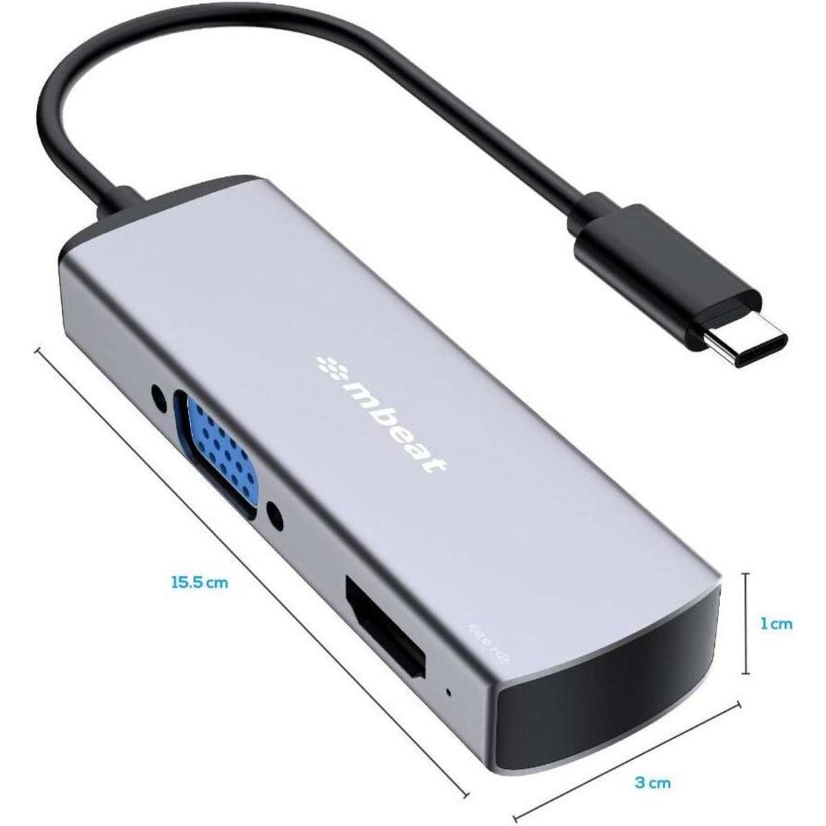 Mbeat Elite X2 2In1 USBC to HDMI & VGA Adapter Space Grey Woolworths