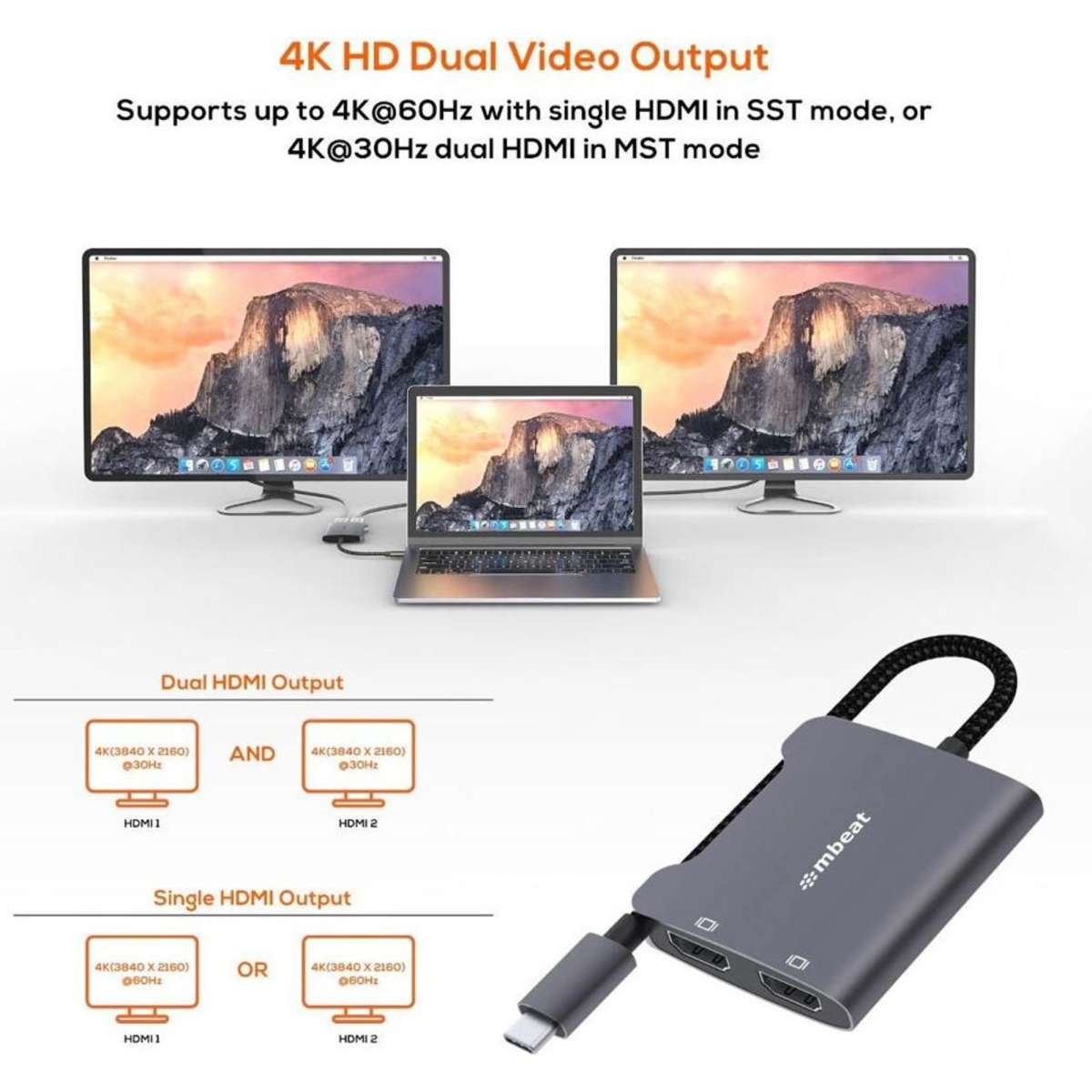 Mbeat Tough Link 4K USBC To Dual HDMI Adapter Woolworths