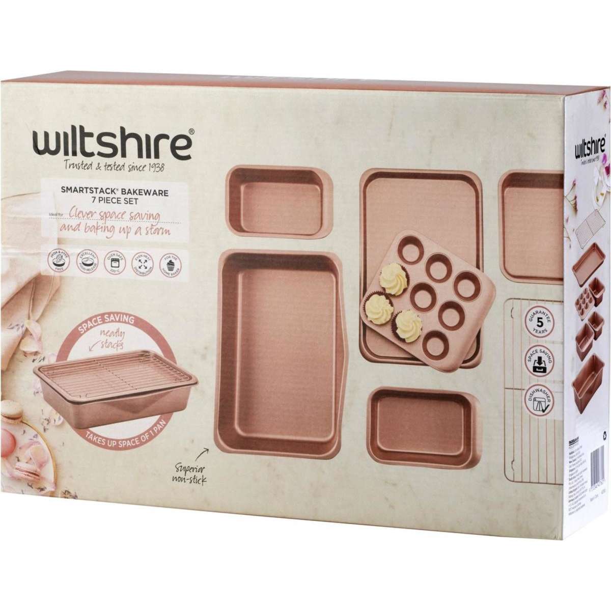 Wiltshire SmartStack Bakeware 7 Piece Set Rose Gold Woolworths