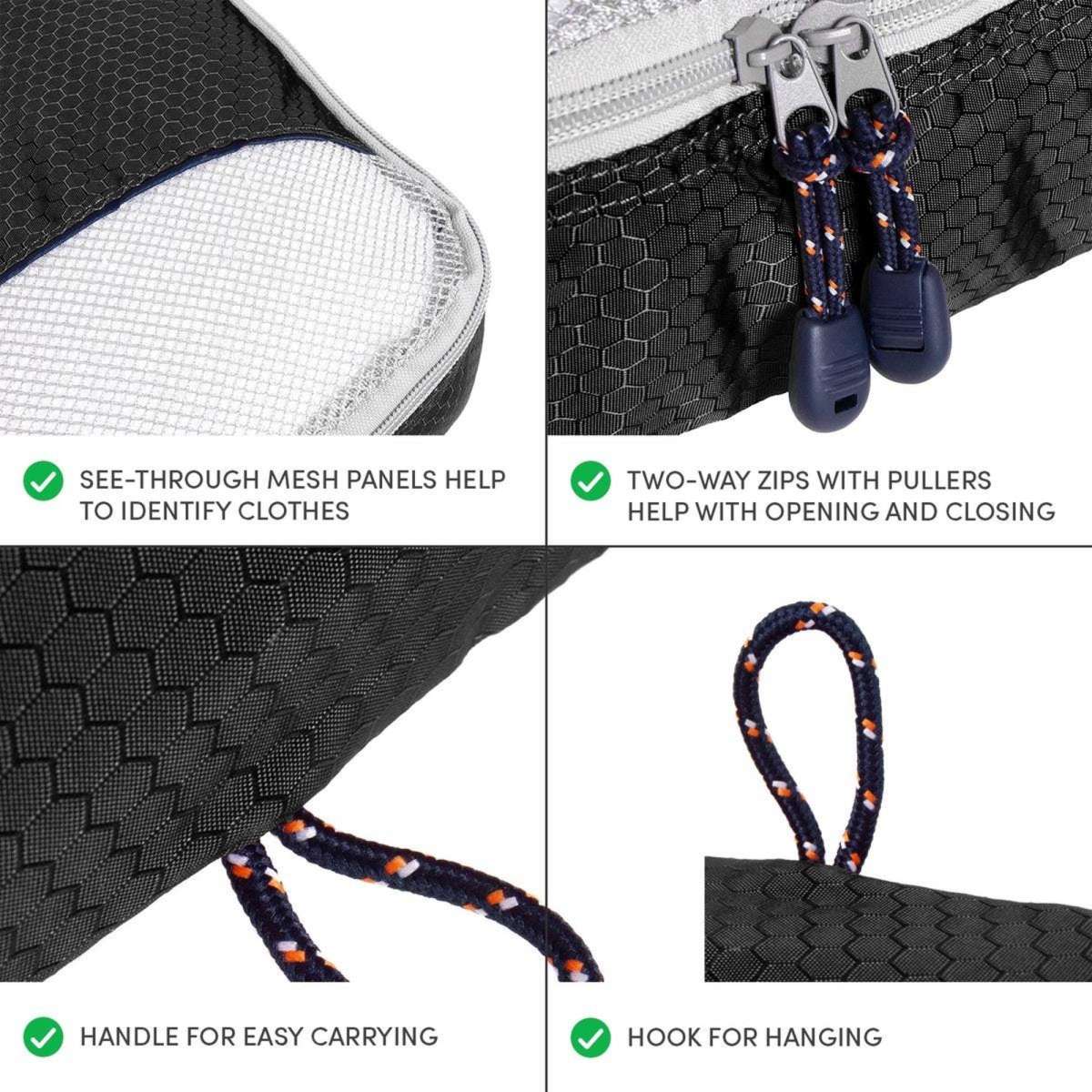 Globite Packing Cubes 3 Pack Black Woolworths