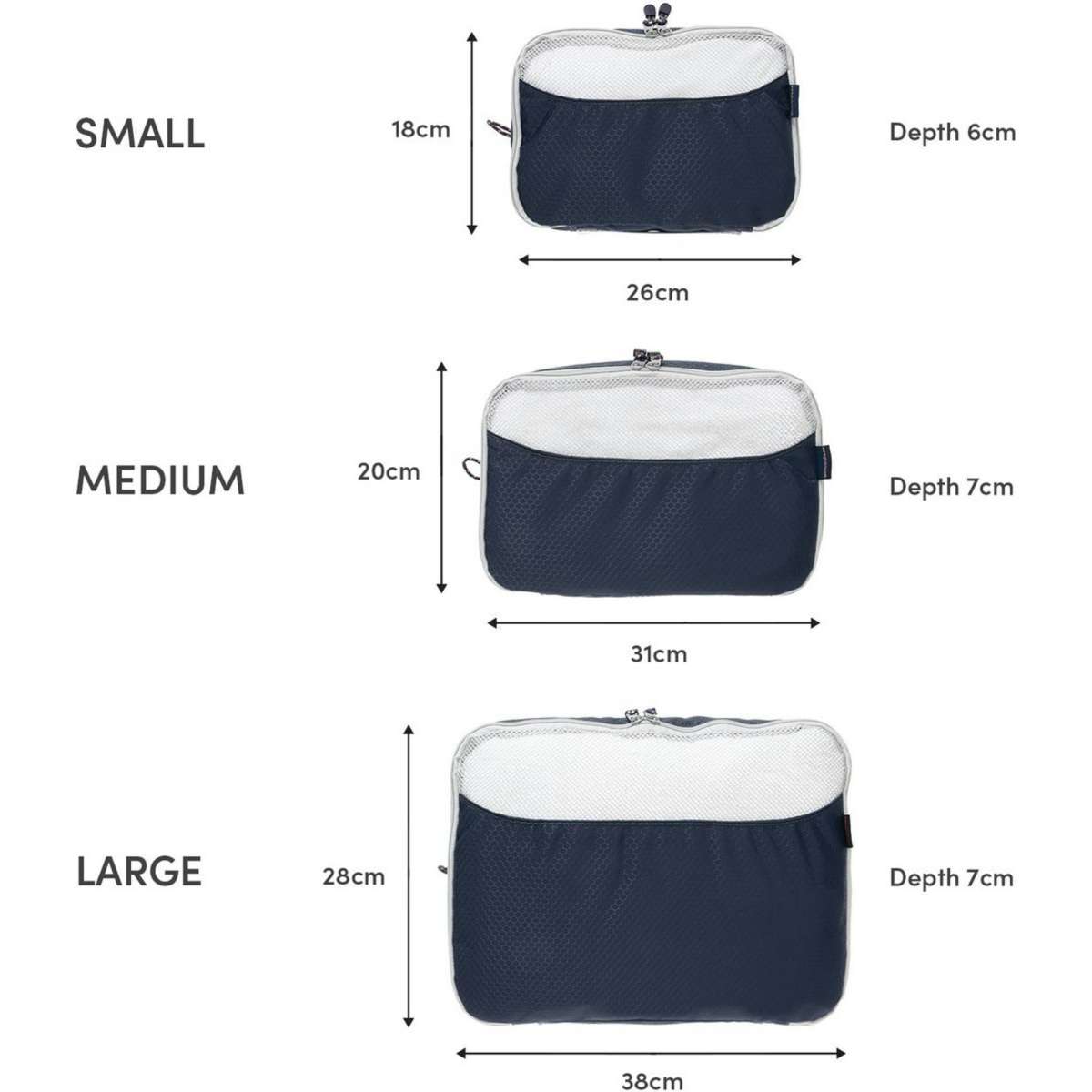 Globite Packing Cubes 3 Pack Navy Woolworths