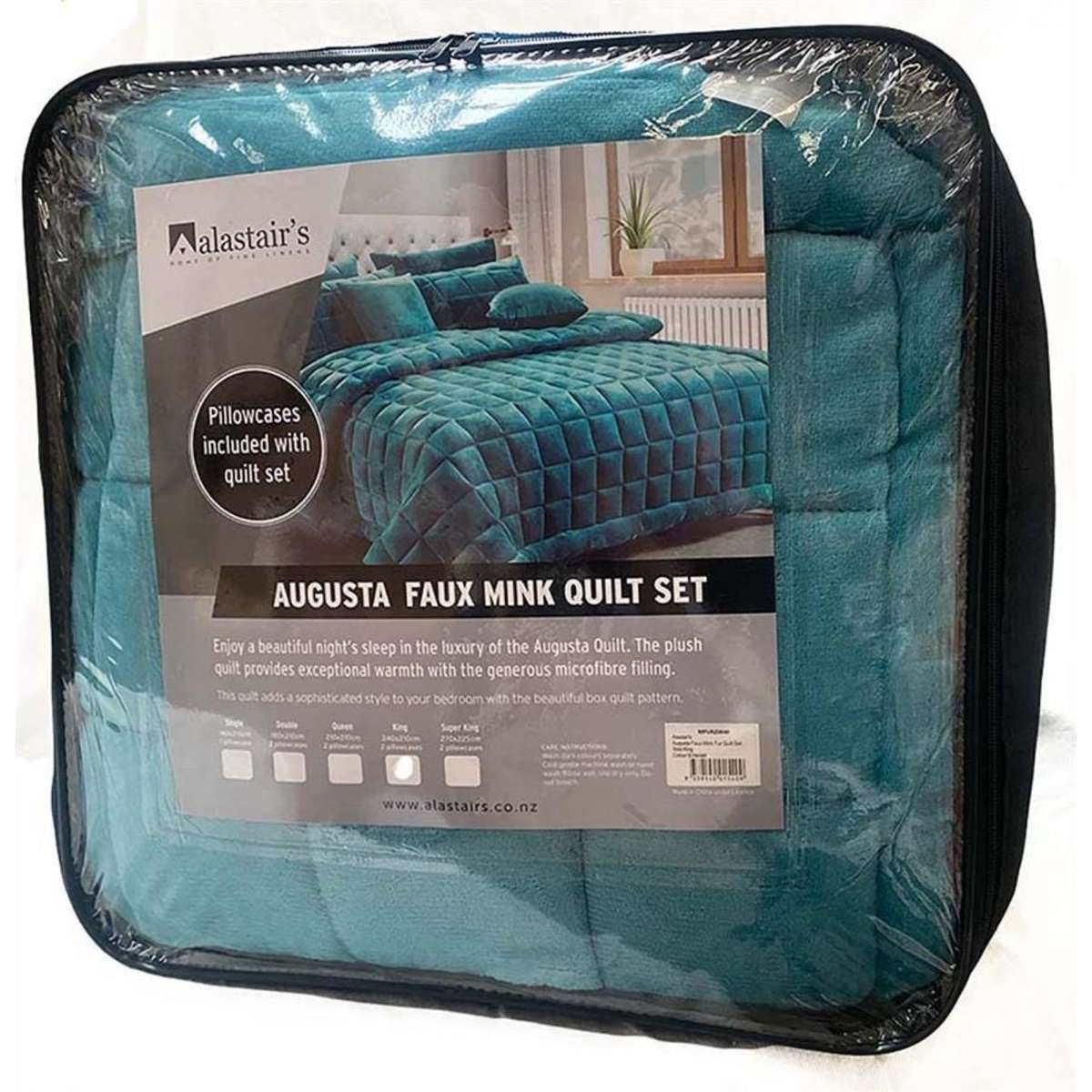 Alastairs Augusta Faux Mink Quilt / Comforter Set Emerald Green Double