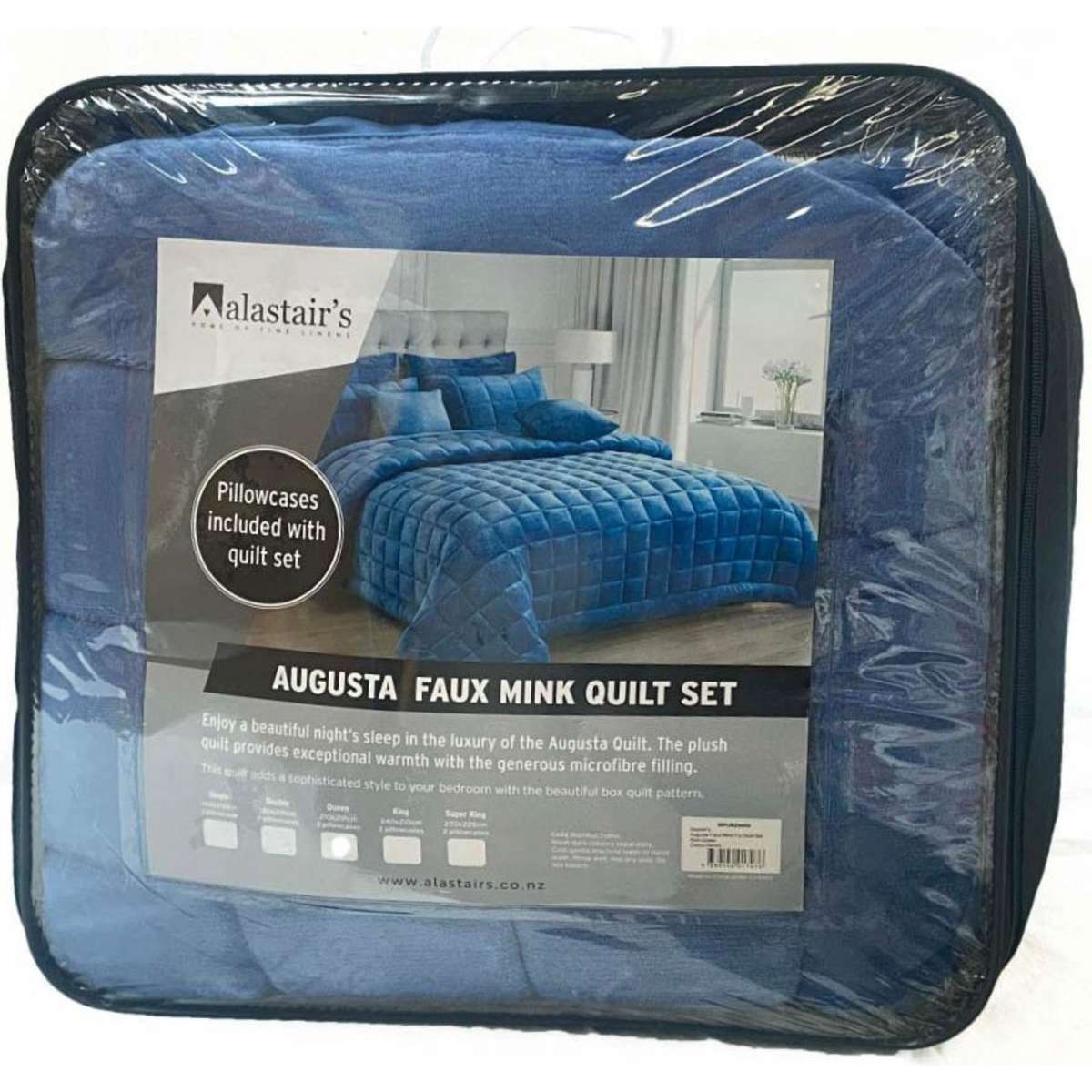 Alastairs Augusta Faux Mink Quilt / Comforter Set Denim Double Woolworths
