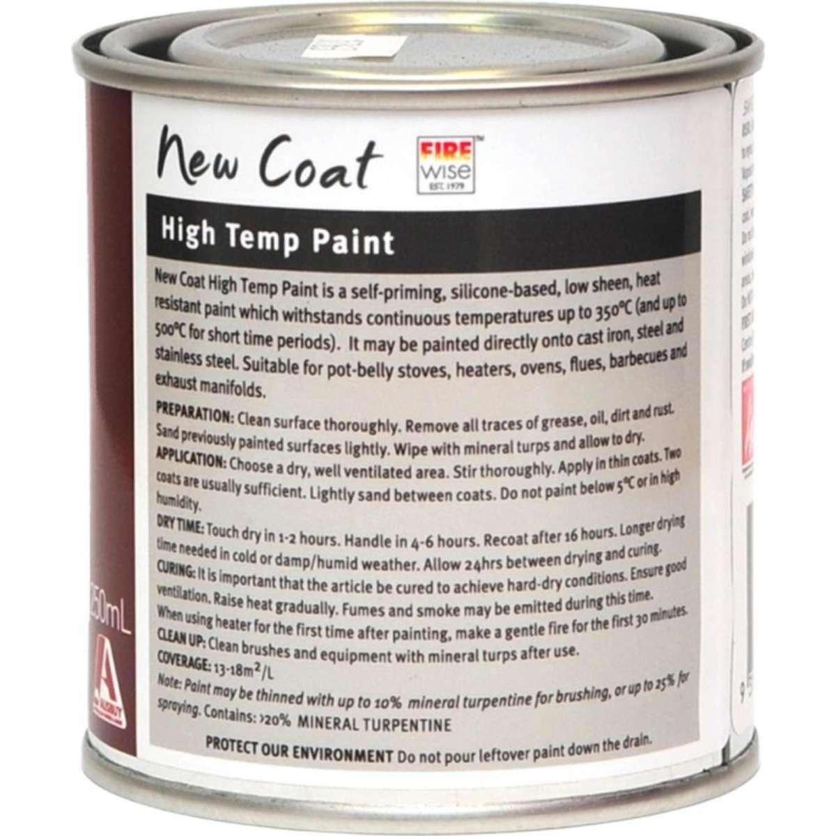Rubbedin Firewise® New Coat High Temp Self Priming Paint Heat