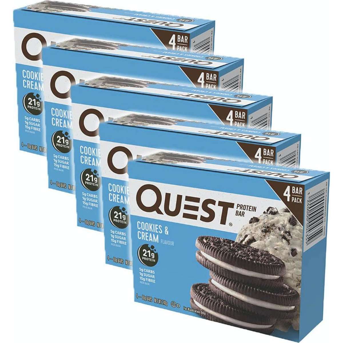 Quest Bar Cookies And Cream 60g Protein Bars 20pc Woolworths