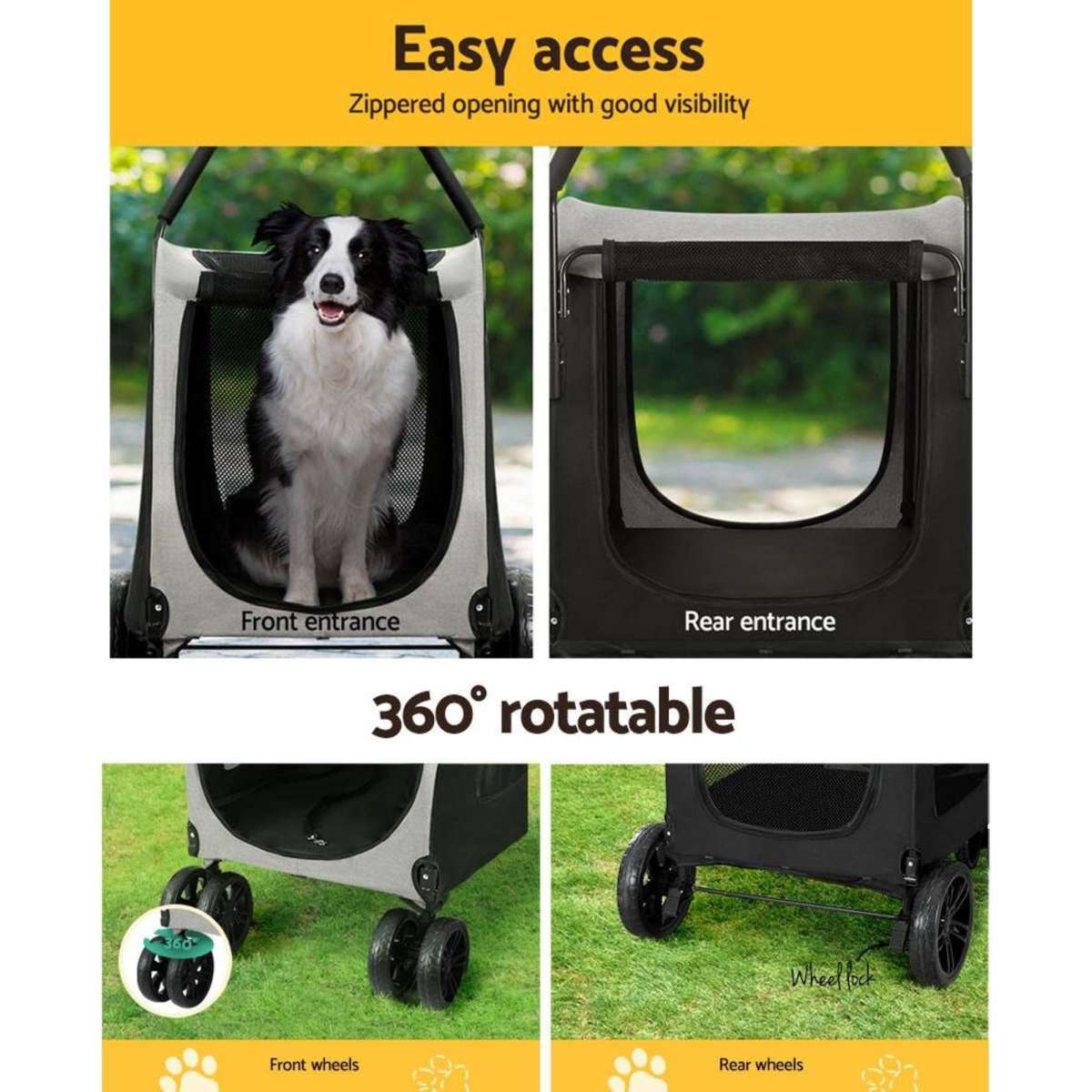 i.Pet Pet Stroller Dog Pram Large Carrier Cat Travel Foldable Strollers