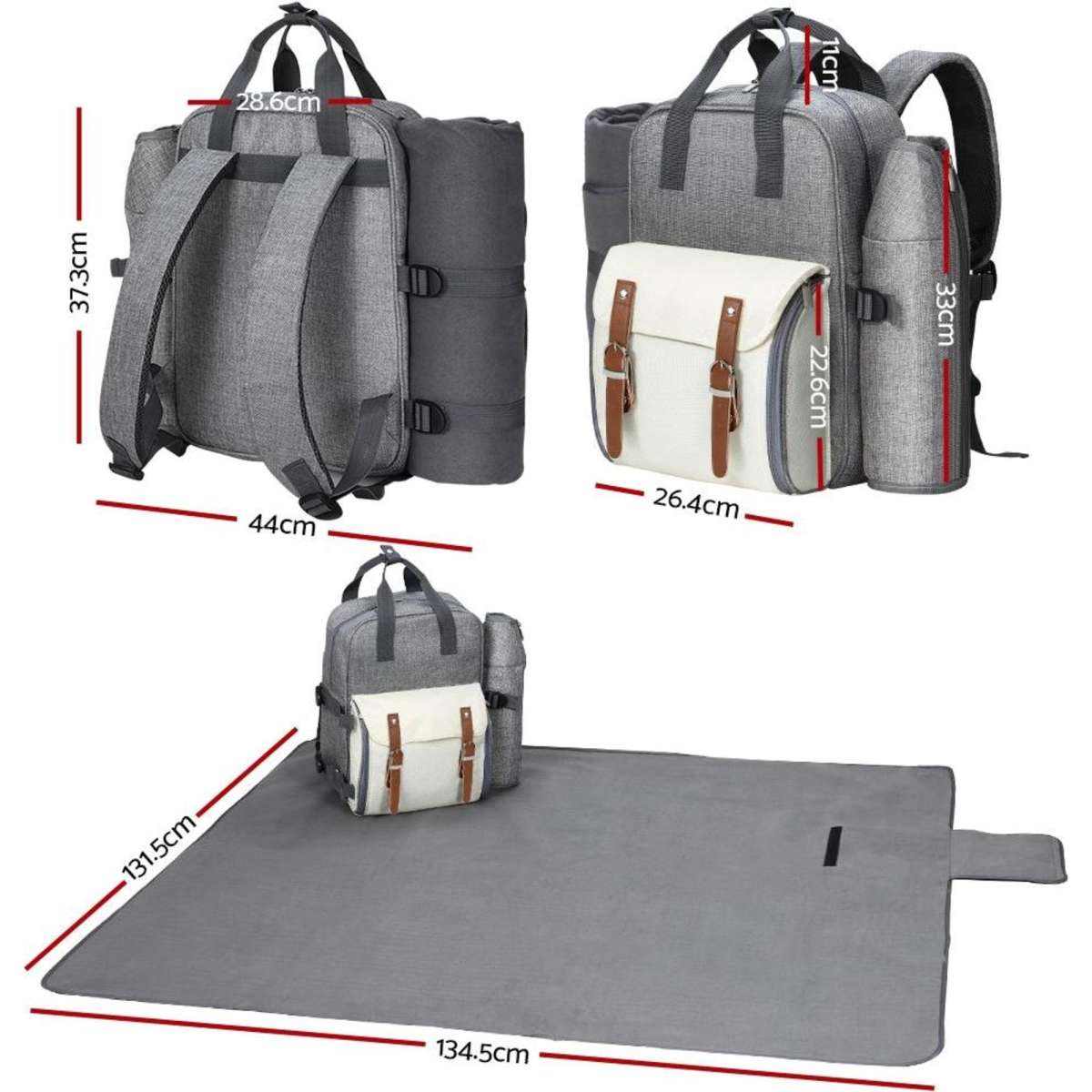 Alfresco Picnic Basket Backpack Set Cooler Bag 4 Person Woolworths