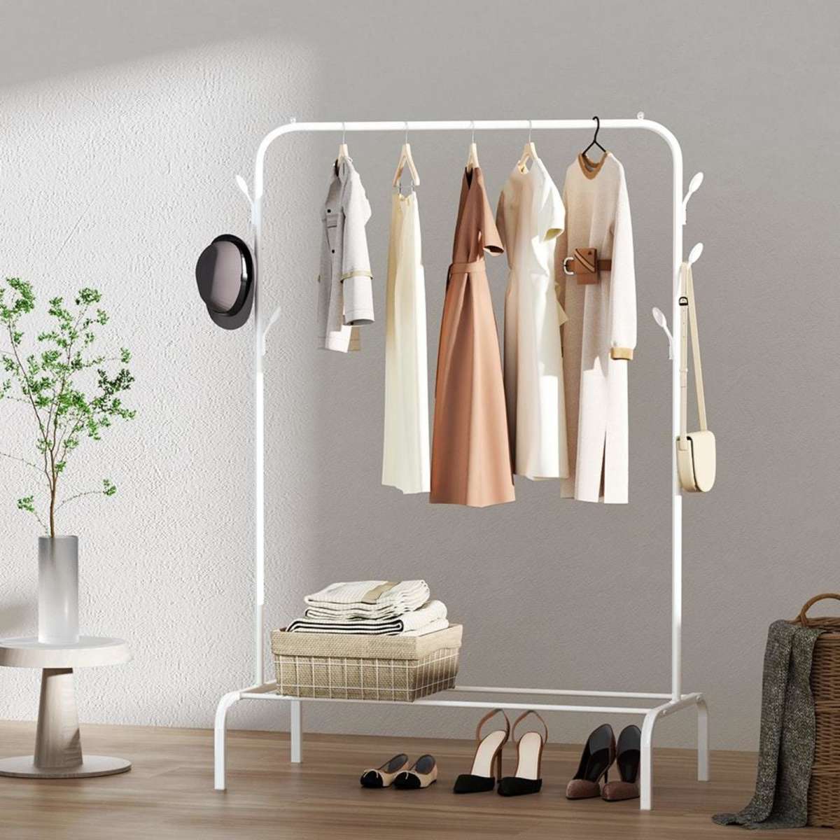 Artiss Jena Clothes Rack Coat Hat Hanger Storage Stand White Woolworths