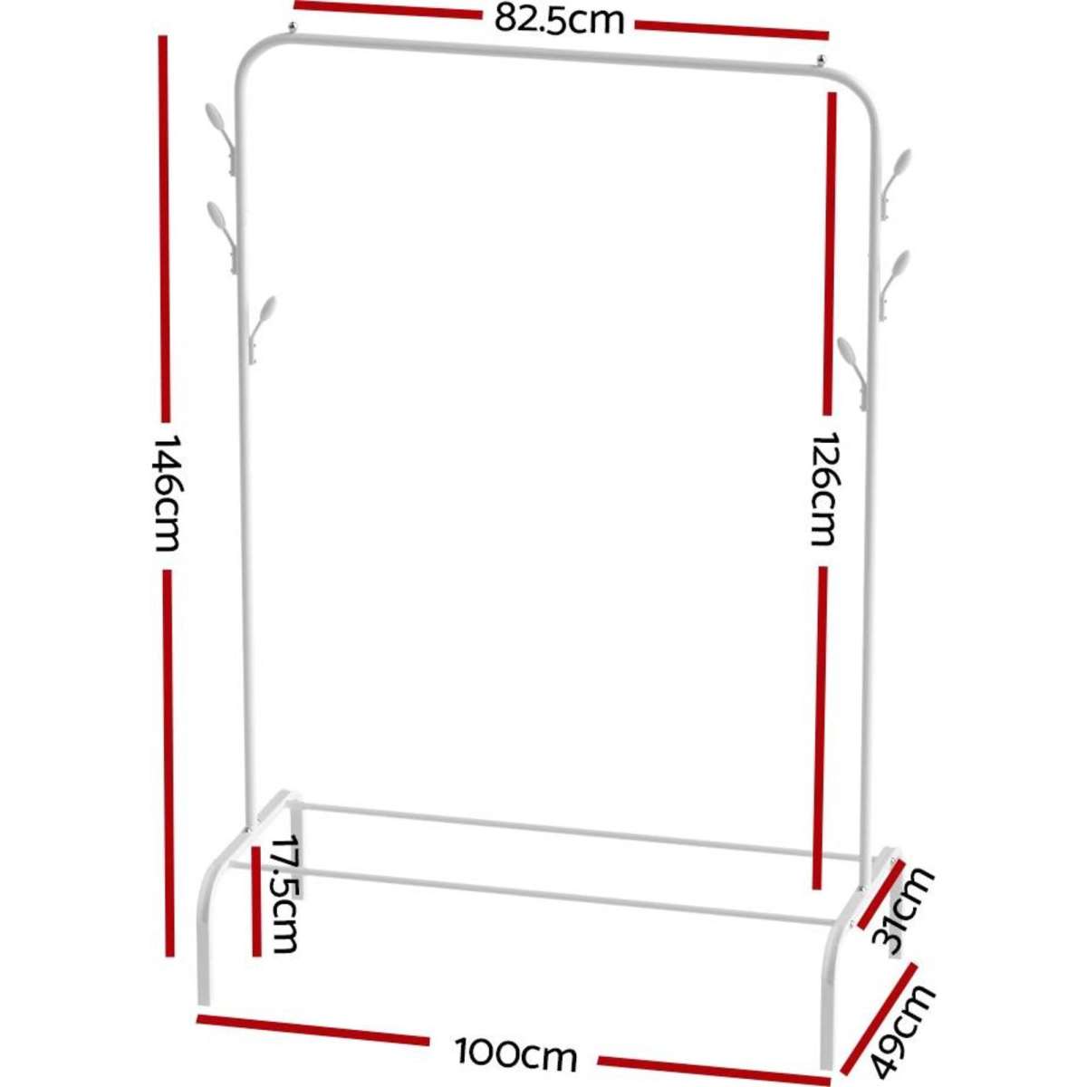 Artiss Jena Clothes Rack Coat Hat Hanger Storage Stand White Woolworths
