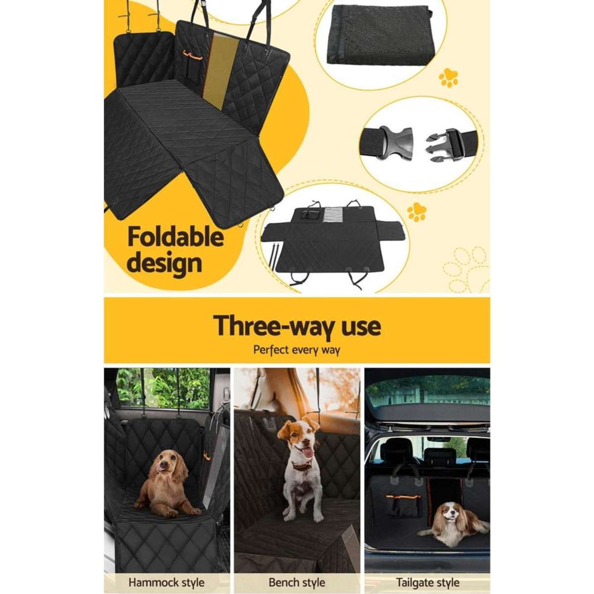 i.Pet Pet Car Seat Cover Dog Hammock Protector Back Waterproof Belt Non