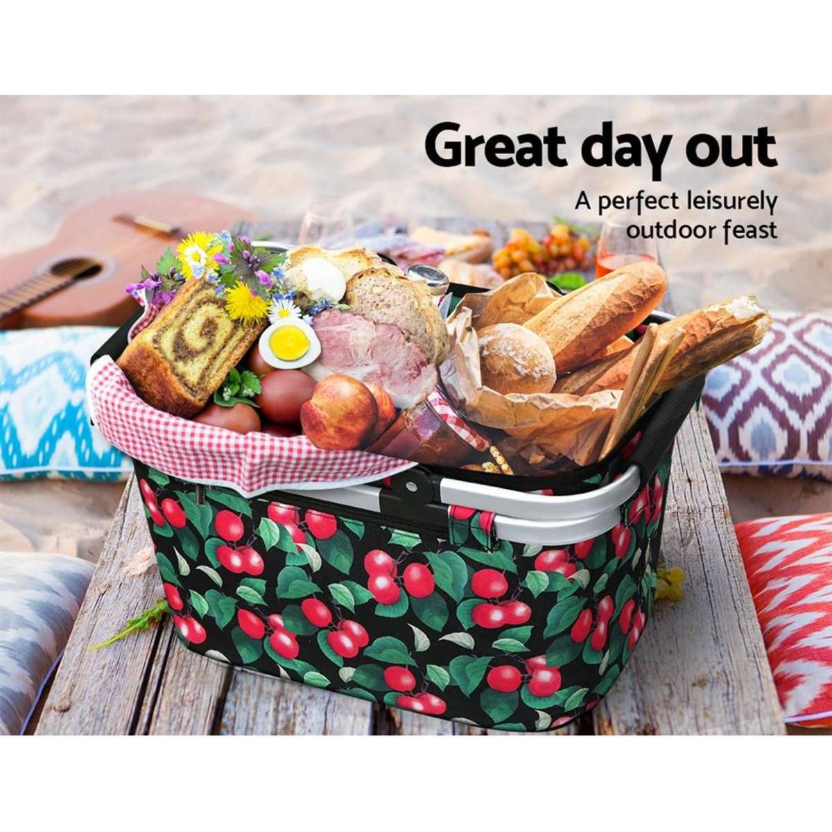 Alfresco Picnic Basket Folding Large Bag Hiking Woolworths