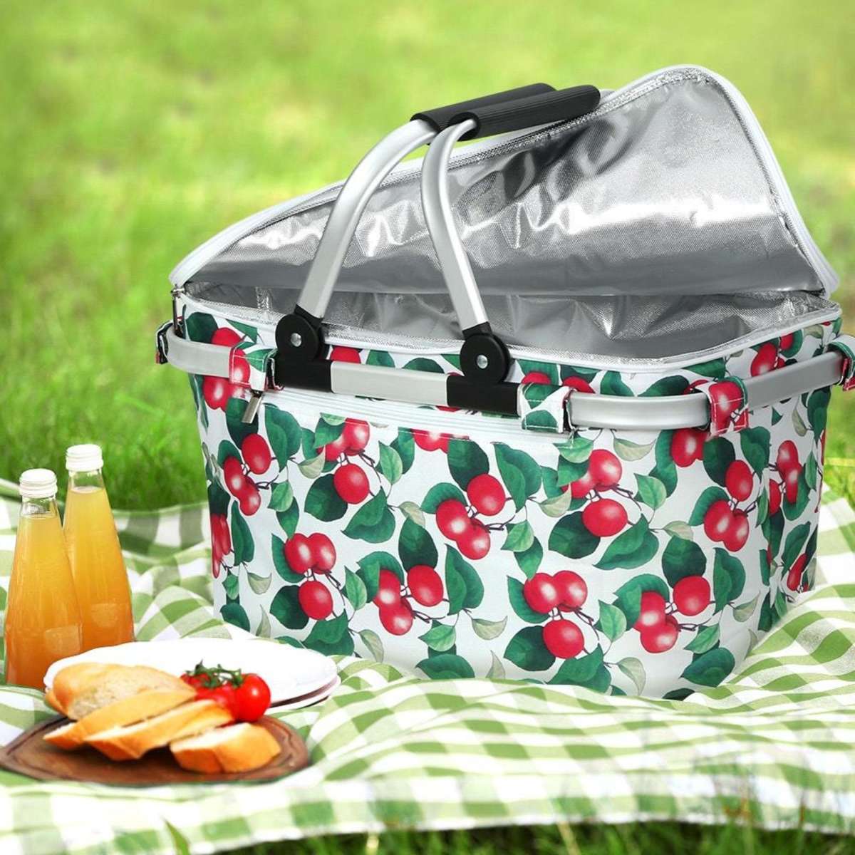 Alfresco Picnic Basket Folding Bag Hamper Insulated Food Cover Storage Woolworths