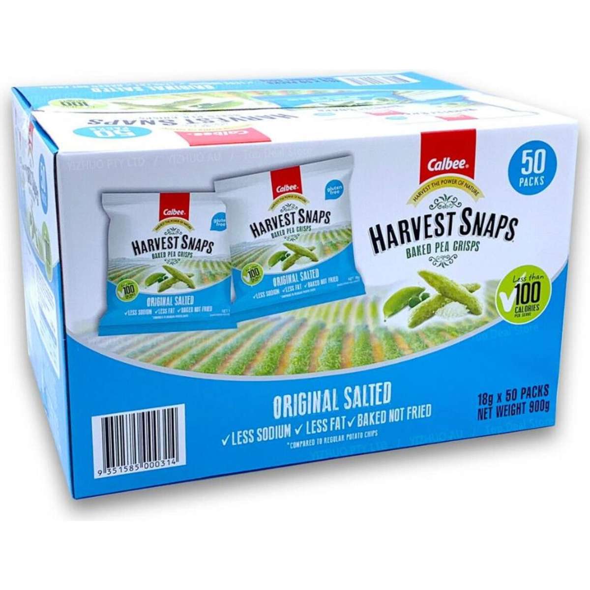 Calbee Harvest Snaps Baked Pea Crisps Original Salted 50 Packs Woolworths