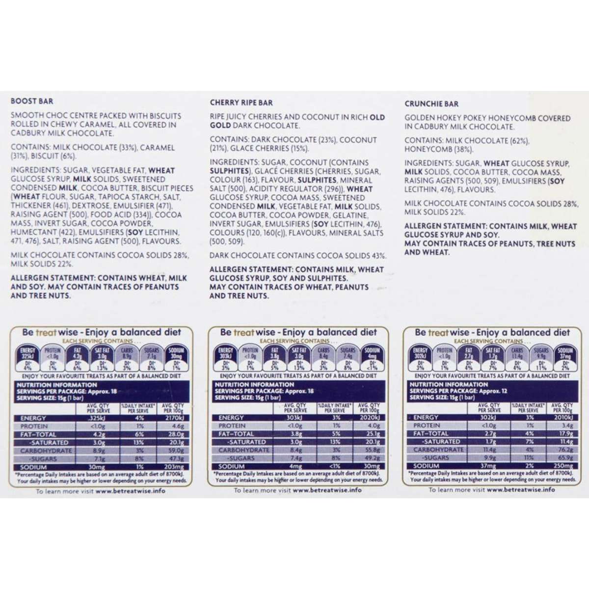 Cadbury Variety Mix Jumbo Chocolate Box 110 Pieces 1.56kg Woolworths