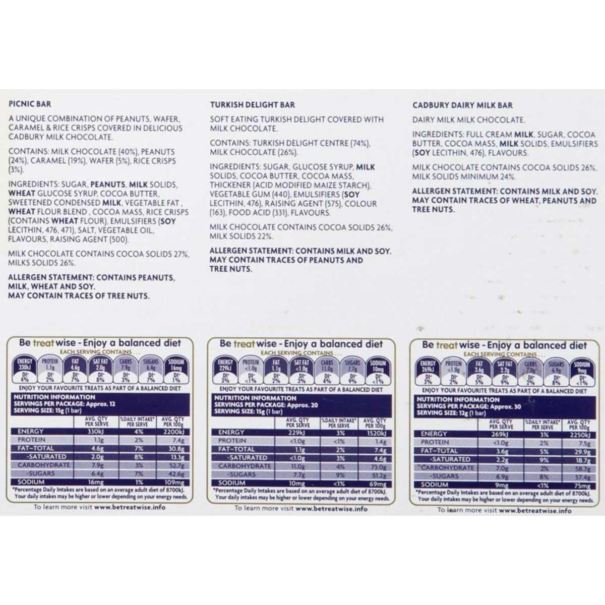 Cadbury Variety Mix Jumbo Chocolate Box 110 Pieces 1.56kg Woolworths