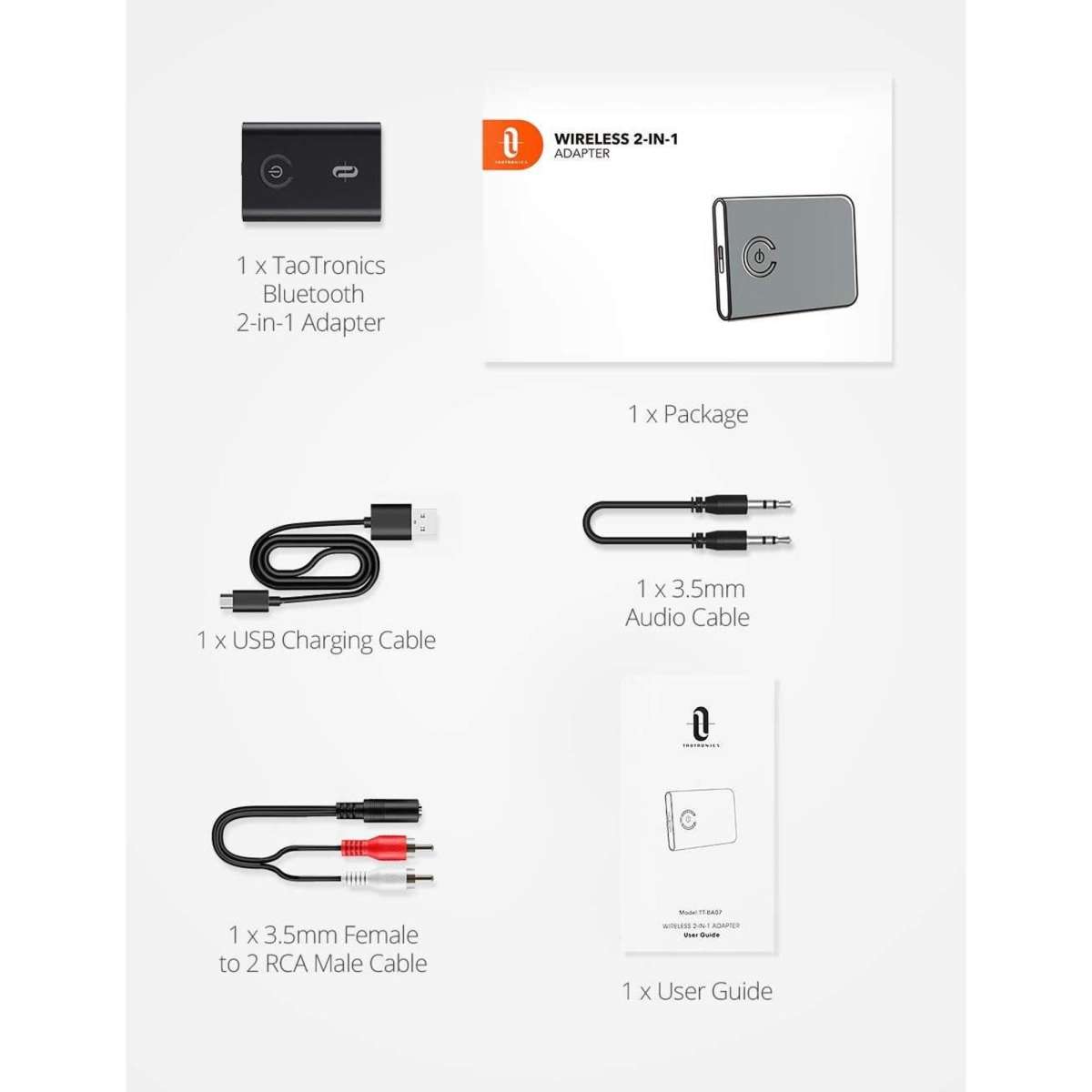 Taotronics bluetooth 5 0 transmitter and receiver 2 in 1 wireless audio