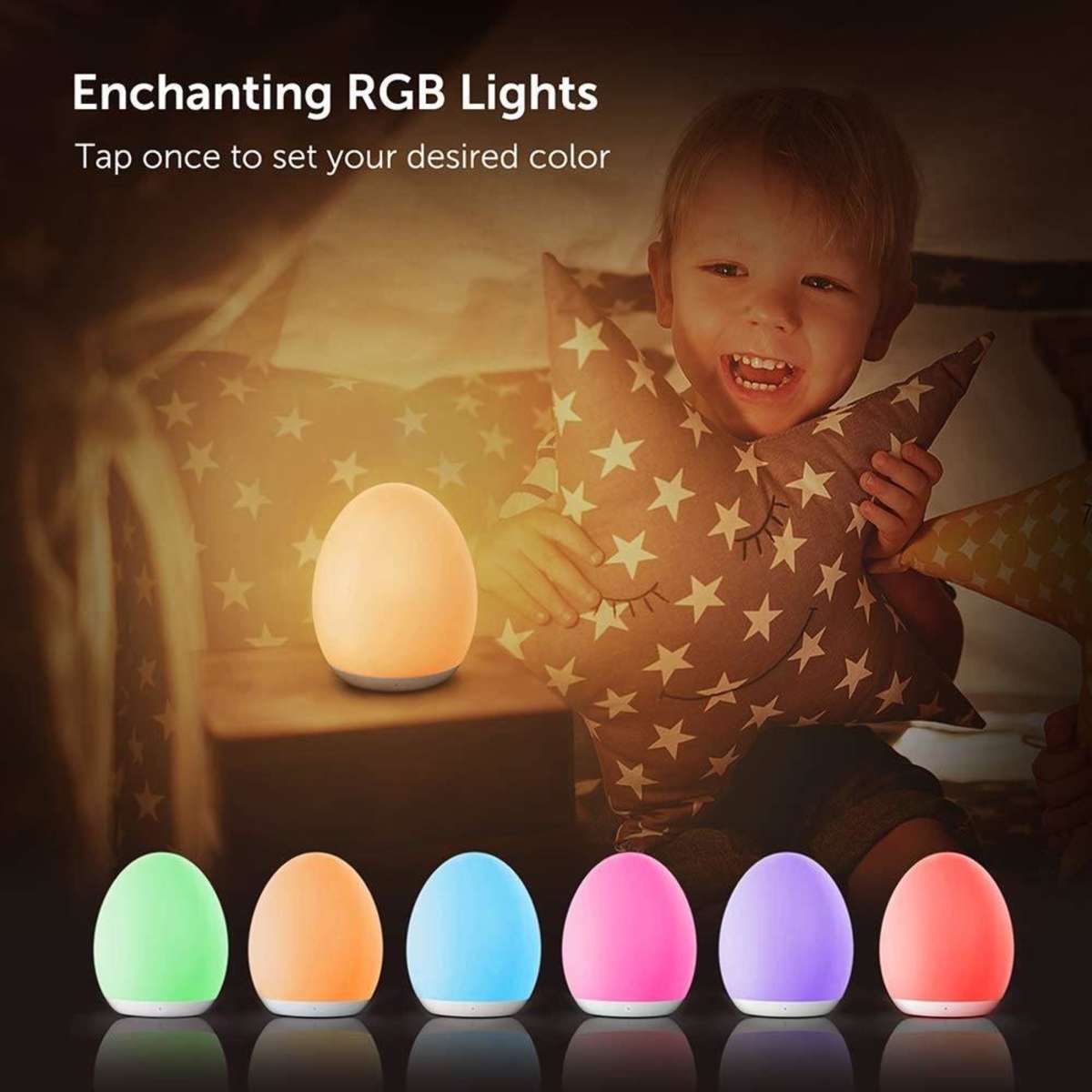 Vava Night Lights for Kids Baby Light LED RGB Color Charging Bedside Table Lamp Woolworths