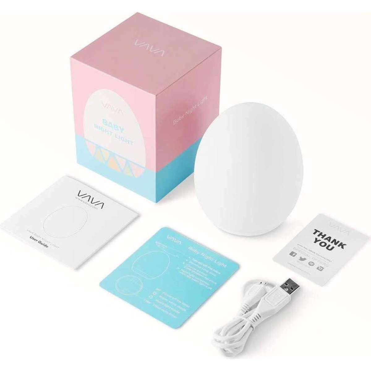 Vava Night Lights for Kids Baby Light LED RGB Color Charging Bedside Table Lamp Woolworths