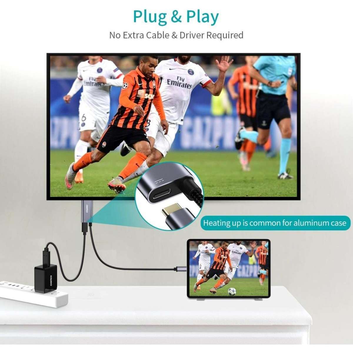 Choetech USB Type C To HDMI Cable 60W Power Delivery Charging Port