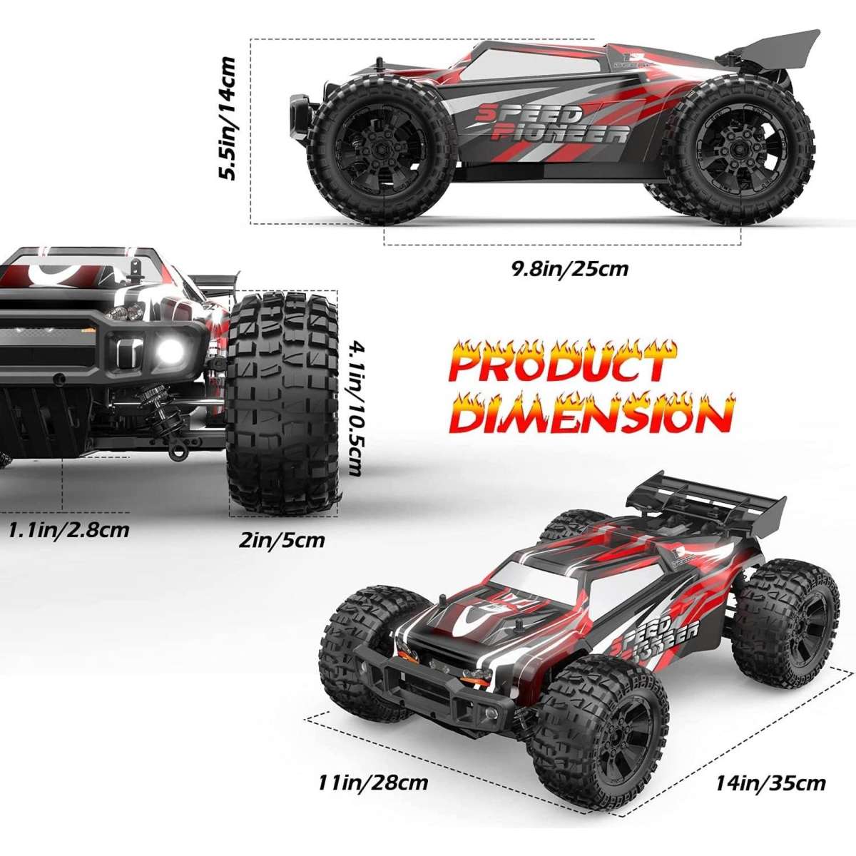 Deerc 9206E RC Car High Speed Remote Control Car 110 Scale 4WD Monster