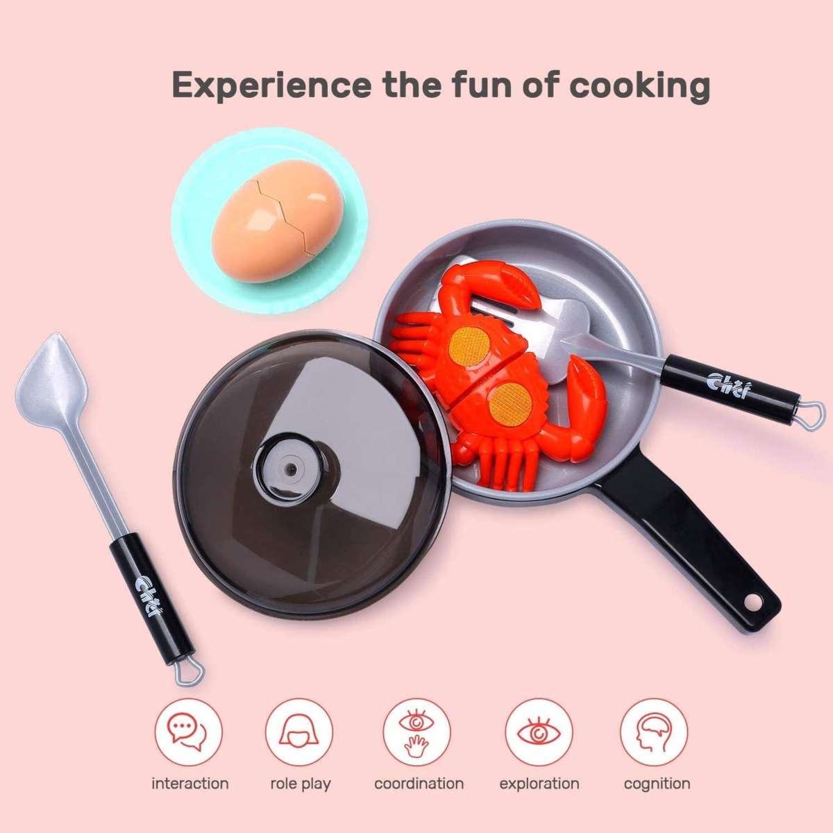 Cute Stone Kids Kitchen Pretend Play Toy Cooking Set Cookware Pots Pans