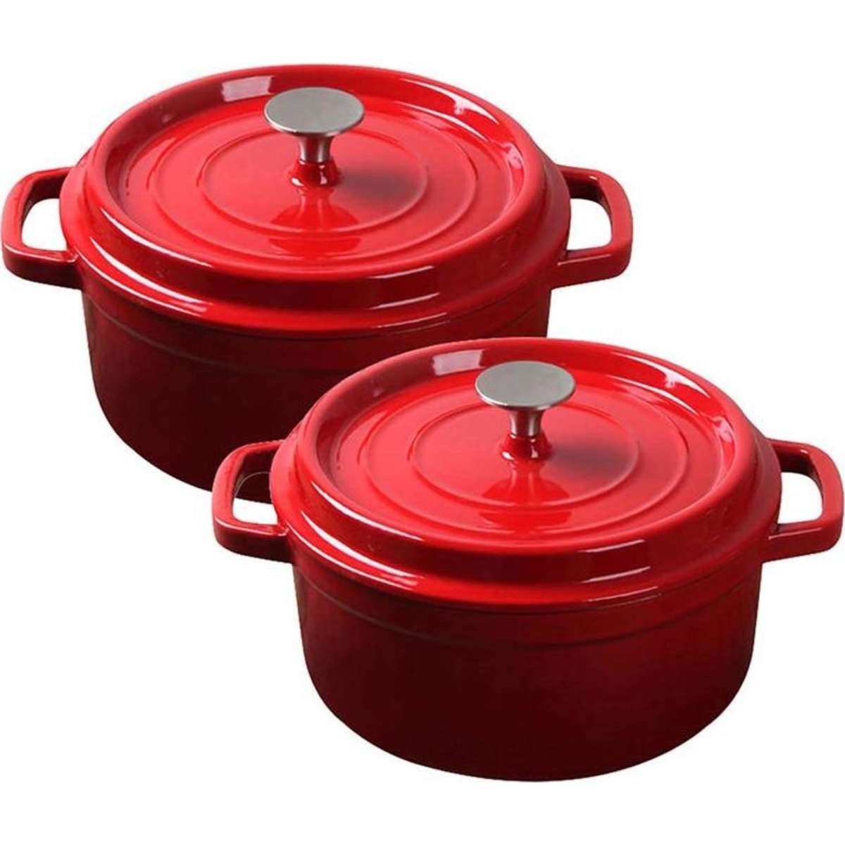 SOGA 2X Cast Iron 22cm Enamel Porcelain Stewpot Casserole Stew Cooking