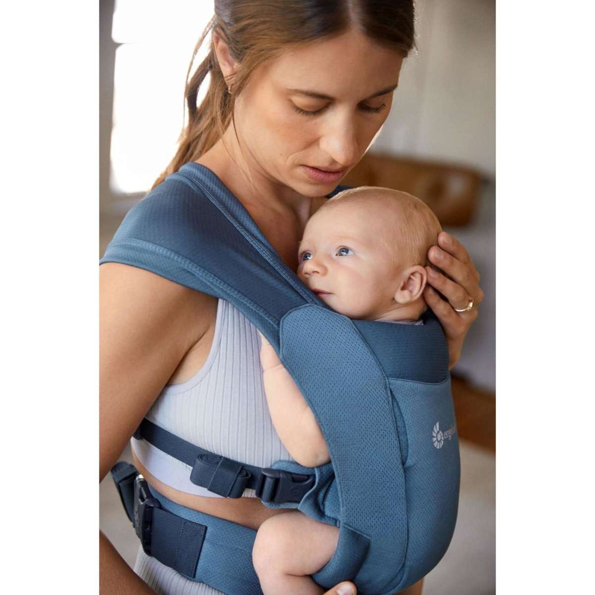 Ergobaby Embrace Soft Air Mesh Newborn Baby Carrier Blue Woolworths