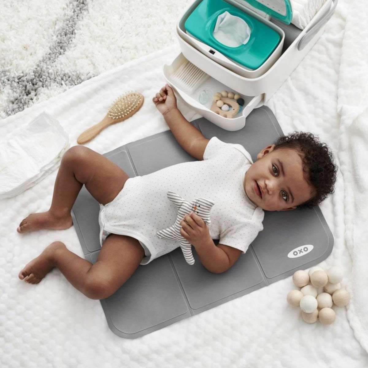 OXO Tot Nappy Caddy with Changing Mat Grey Woolworths