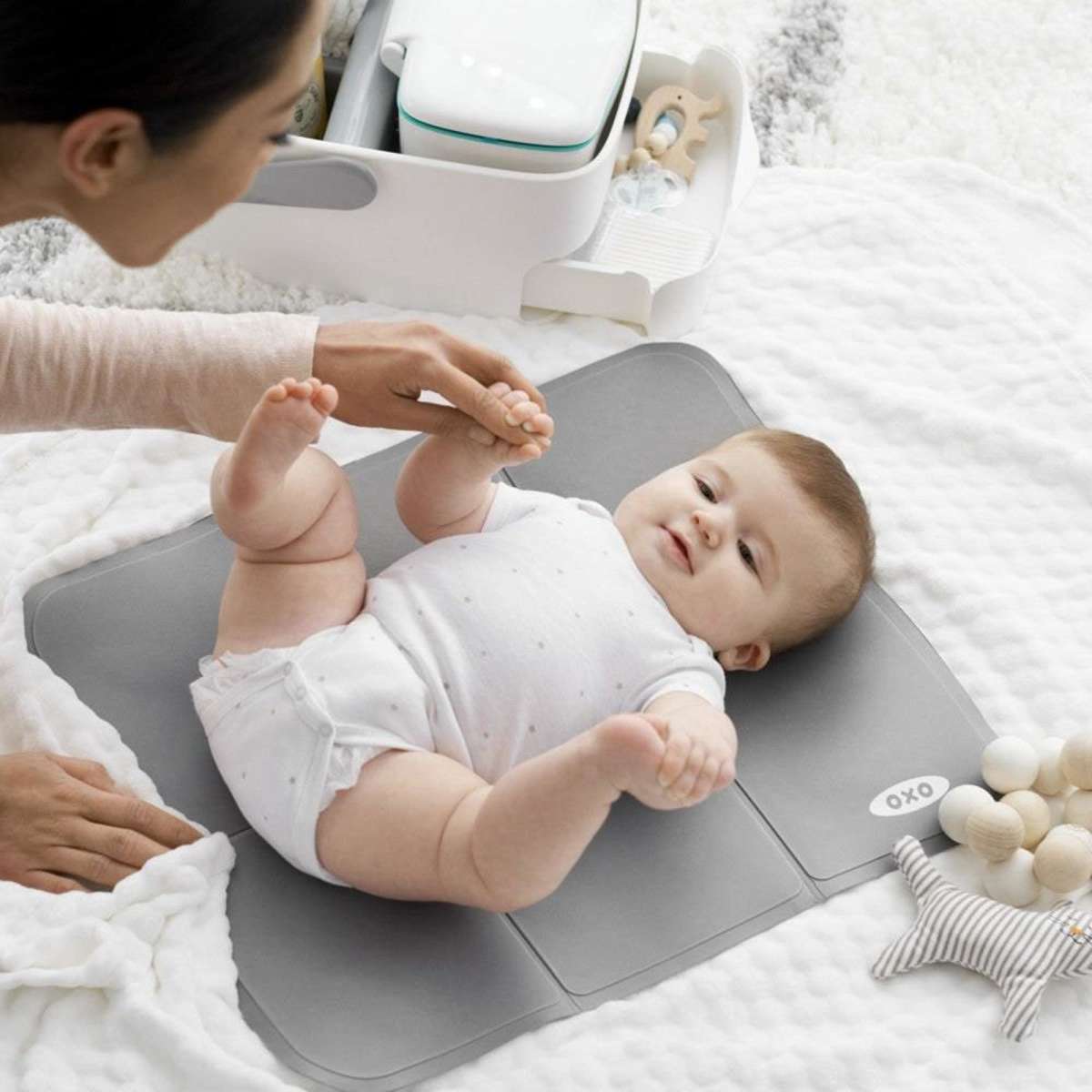 OXO Tot Nappy Caddy with Changing Mat Grey Woolworths