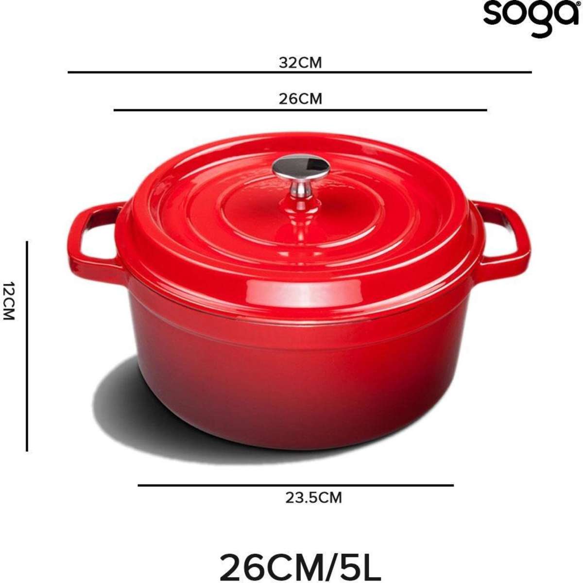 SOGA Cast Iron Enamel Porcelain Stewpot Casserole Stew Cooking Pot With