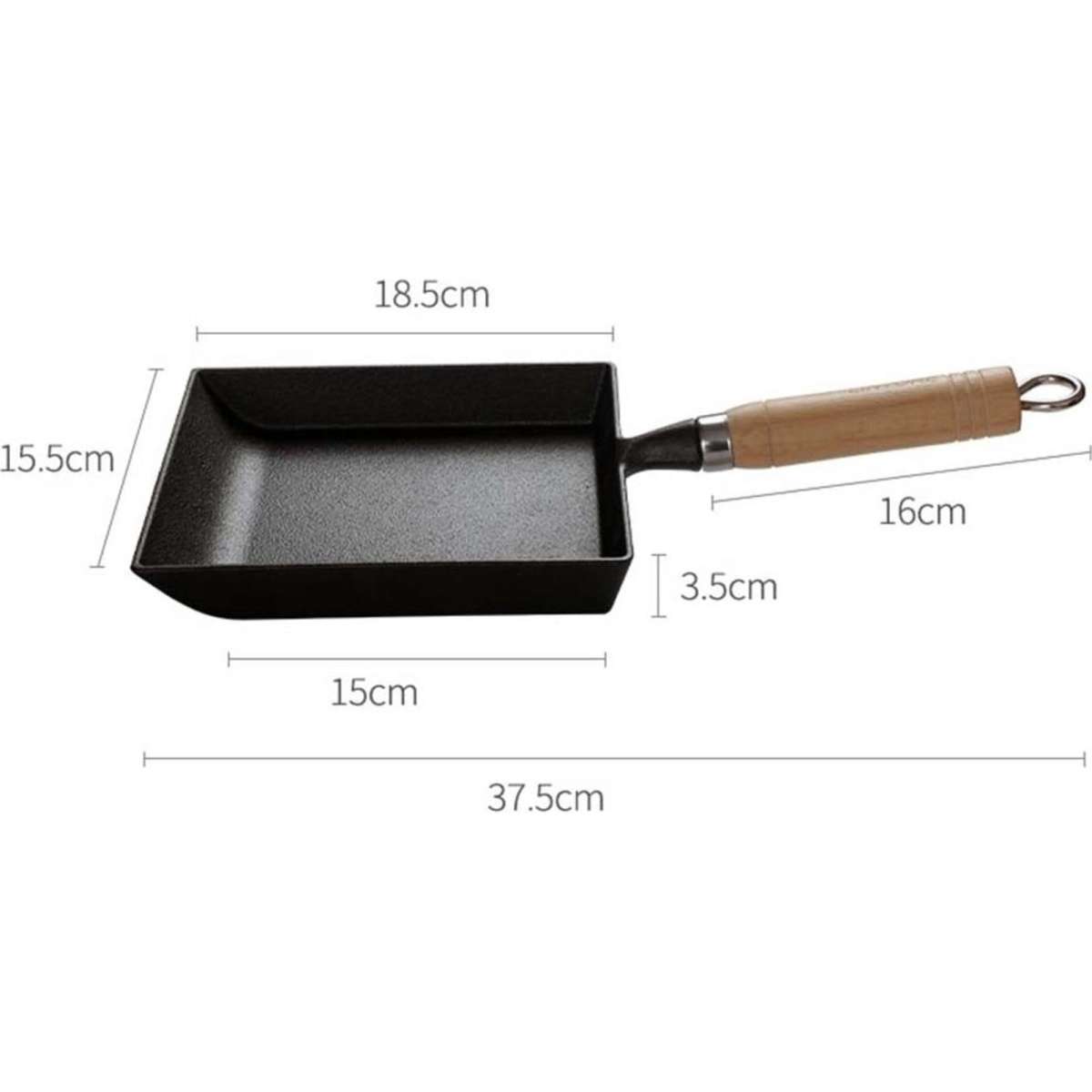 SOGA Cast Iron Tamagoyaki Japanese Omelette Egg Frying Skillet Fry Pan Wooden Handle Woolworths