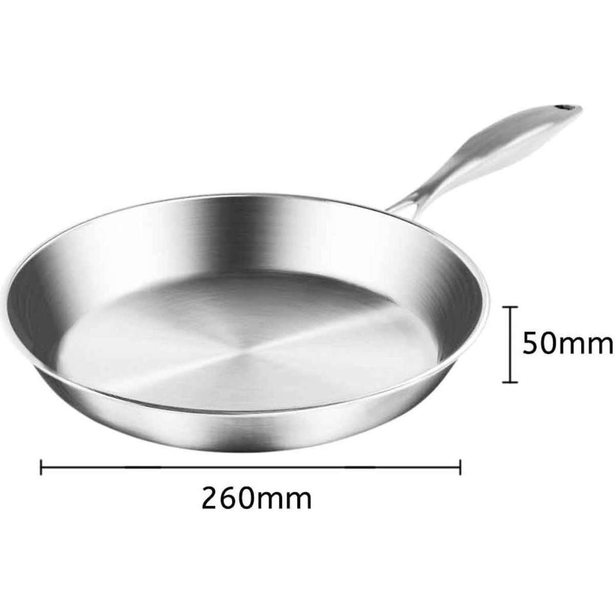 SOGA Stainless Steel Fry Pan 26cm Frying Pan Top Grade Induction
