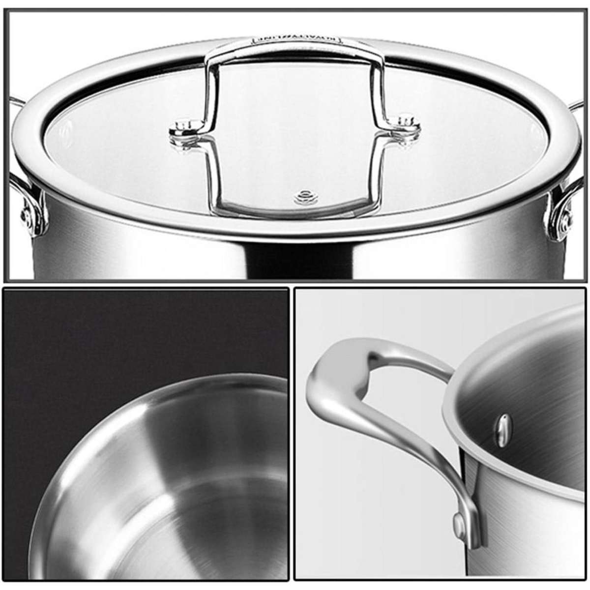 SOGA 22cm Stainless Steel Soup Pot Stock Cooking Stockpot Heavy Duty