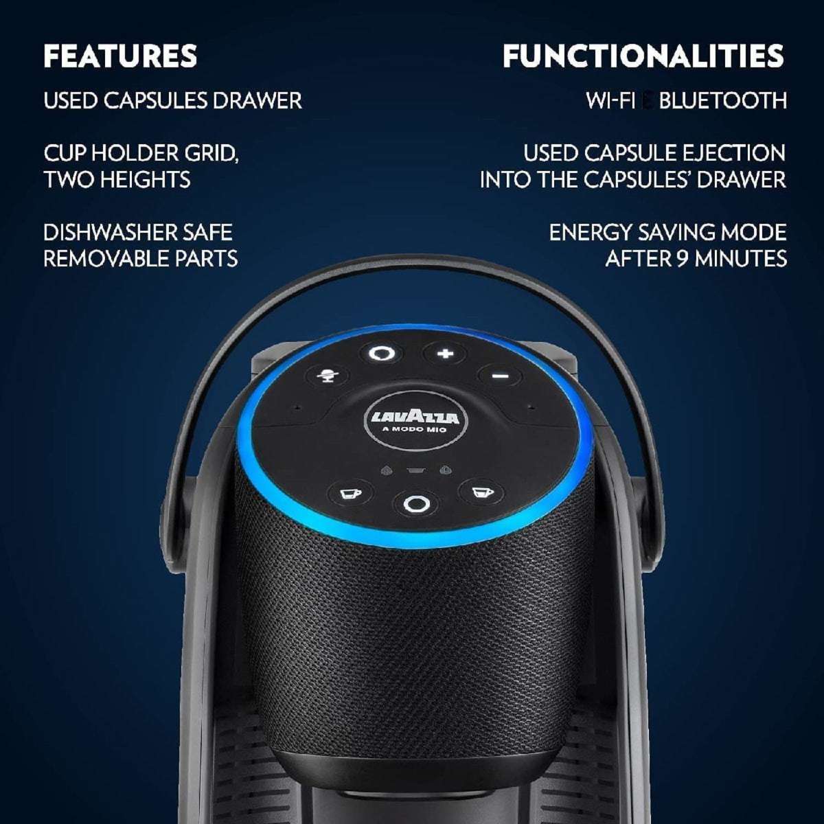 Lavazza A Modo Mio Voicy Capsule Coffee Machine with Alexa Black