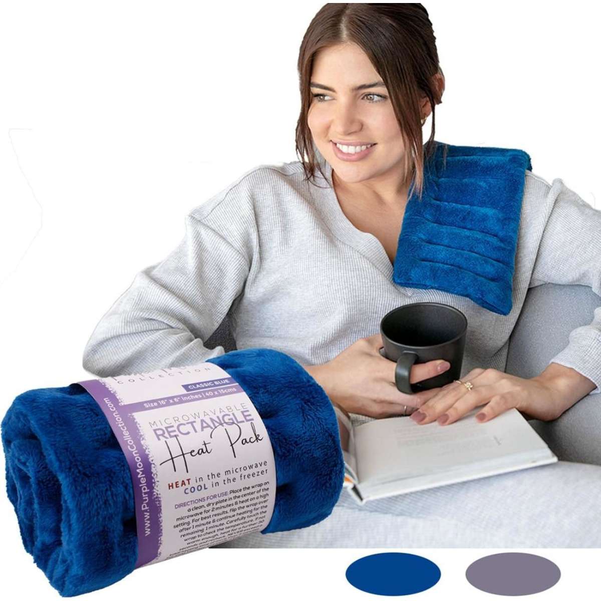 Purple Moon Heating Pad Heat Pack Wheat Bag 40x15cm Blue Woolworths