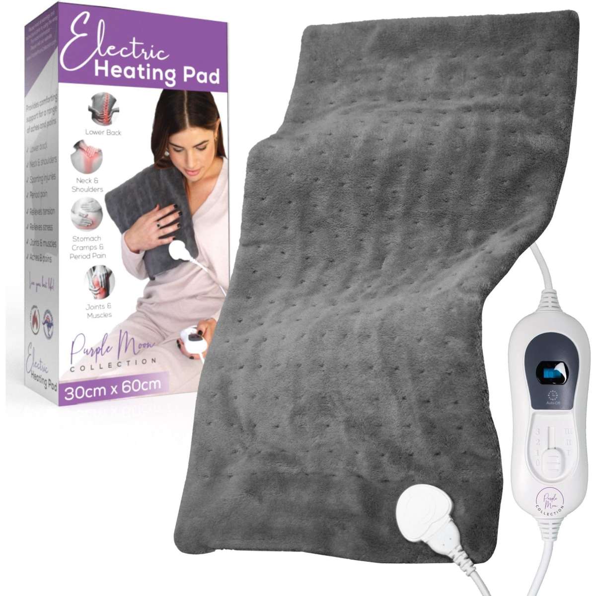 Purple Moon Electric Heating Pad & XL Heat Pack Wheat Bag 2PK Woolworths