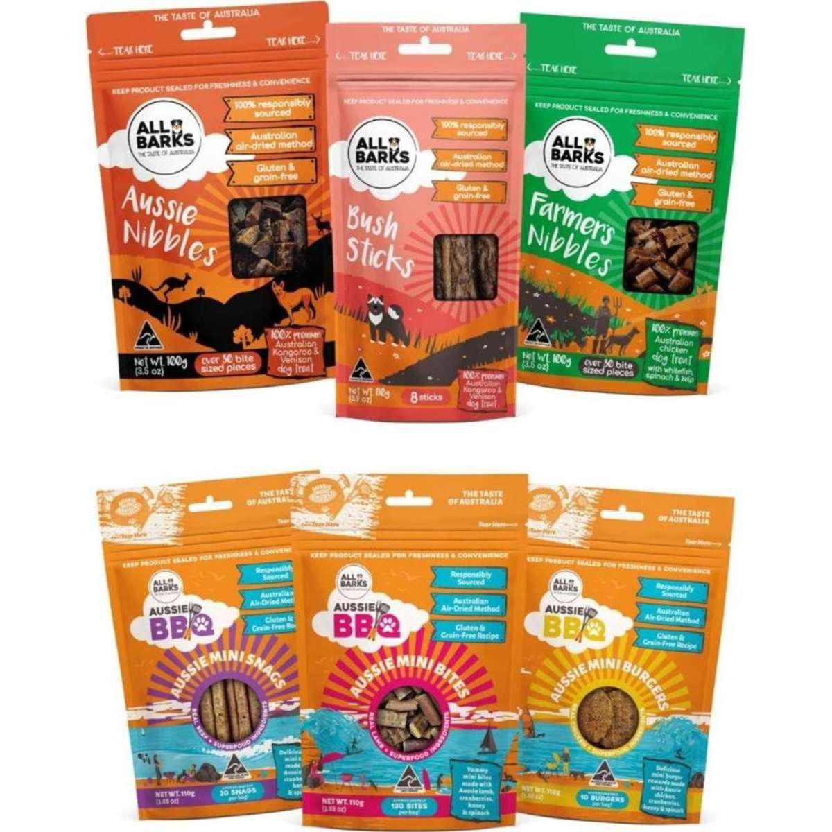 All Barks Aussie Dog Treat Bundle 6 Pack/ 640g Woolworths